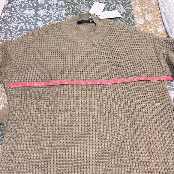 NWT Cozy Waffle Knit Crewneck Sweater Dress with Belt Tan Size Small - Picture 12 of 15